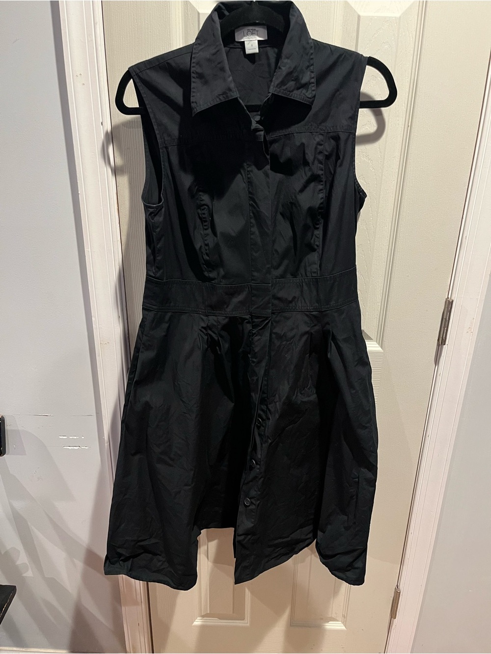 LOFT Black Sleeveless Asymmetrical Shirt Dress